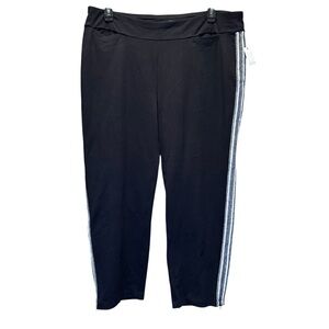 Talbots Oprah Collection Pants 2X Black Stripe Jogger Straight Leg Pockets NWT